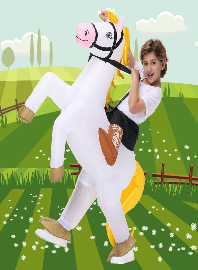 Stegosaurus Inflatable Horse Costume for Kids Halloween Blow up Costumes White Horse Costumes Funny Costumes for Boys Girls Cosplay Party - Image 5